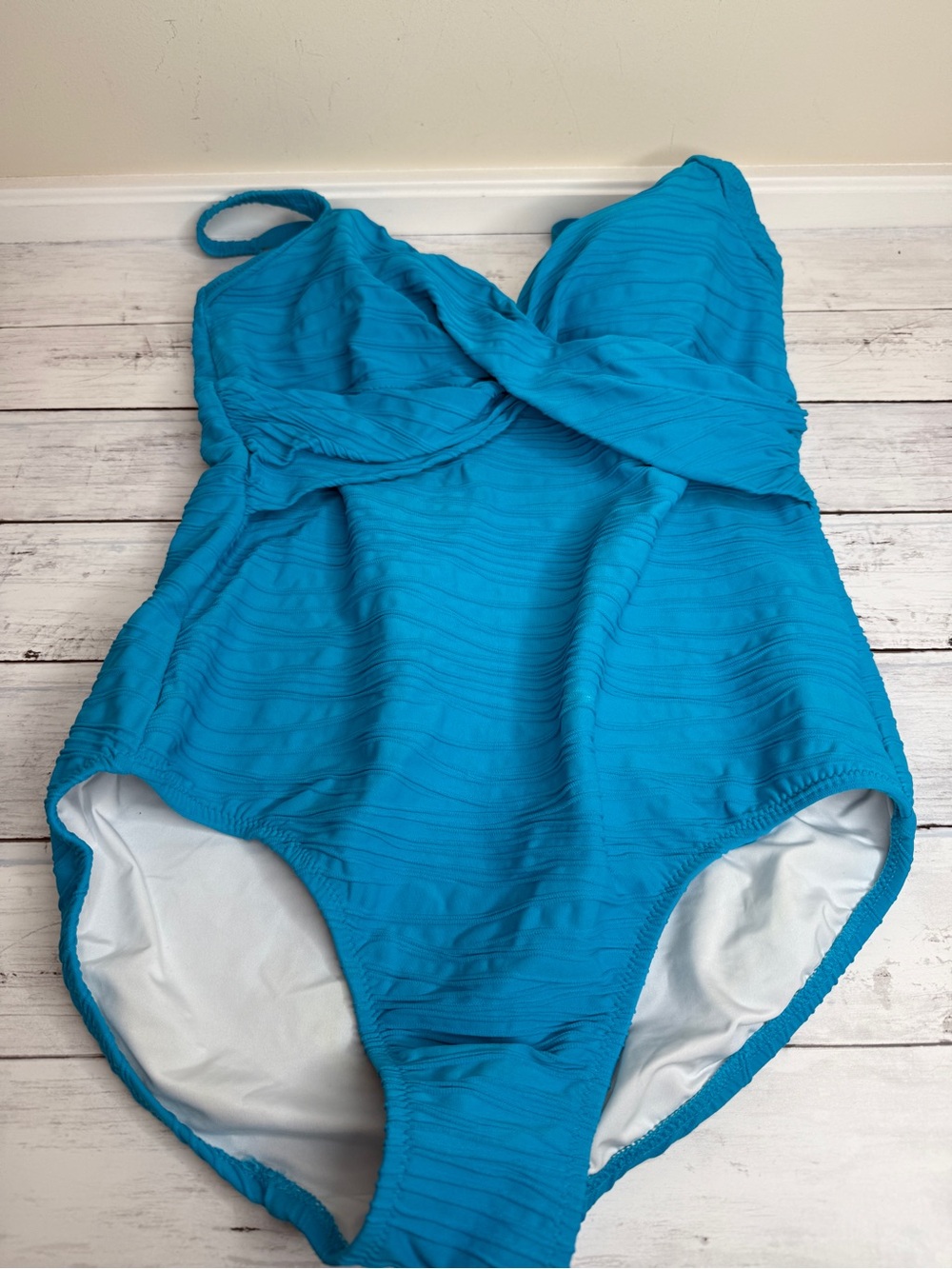 Lands' End Turquoise Textured One-Piece Swimsuit